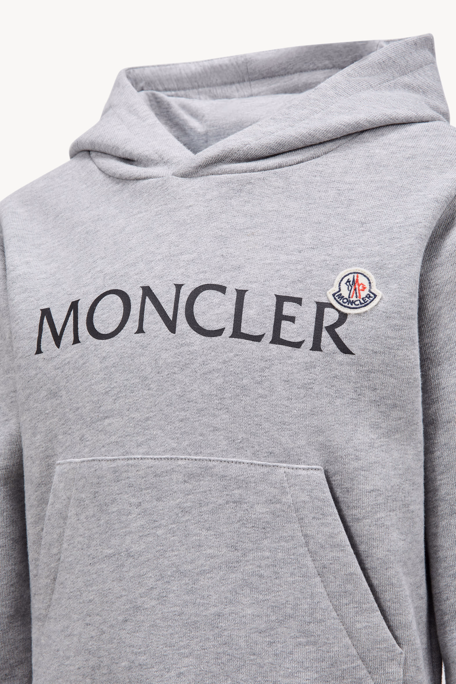 Logo Cotton Hoodie Boy Grey Moncler 4